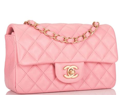 CHANEL Lambskin Quilted Mini Rectangular Flap Dark Pink 